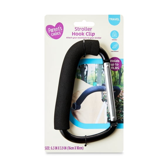 Parent's Choice Padded Stroller Hook Clip, Black, for all Ages