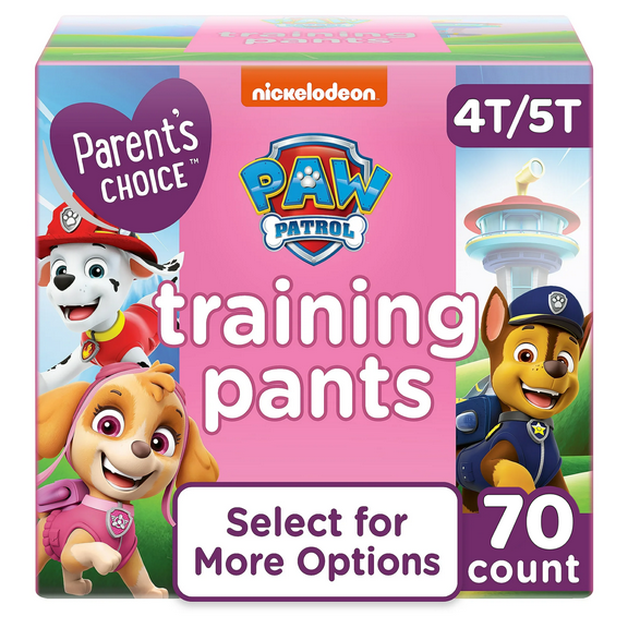 Parent's Choice Paw Patrol Training Pants for Girls, 4T/5T, 70 Count (Select for More Options)