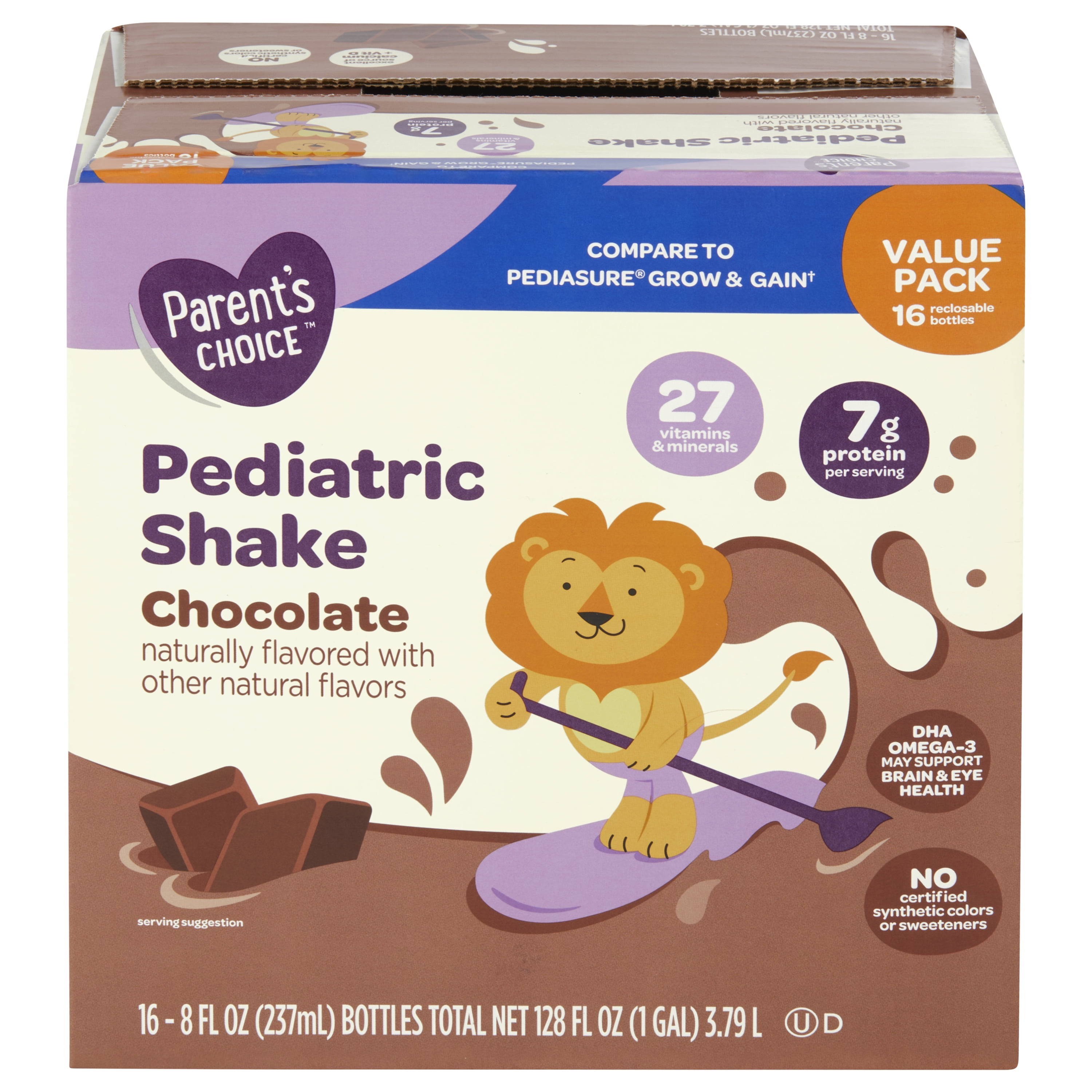 Parent's Choice Pediatric Shake, Chocolate, 8 fl oz Bottle, 16 Shakes
