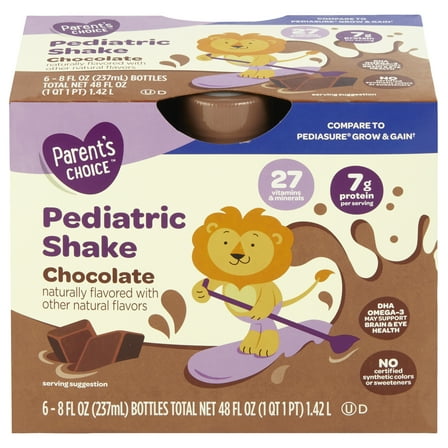 Parent's Choice Pediatric Shake, Chocolate, 8 oz Bottle, 6 Shakes