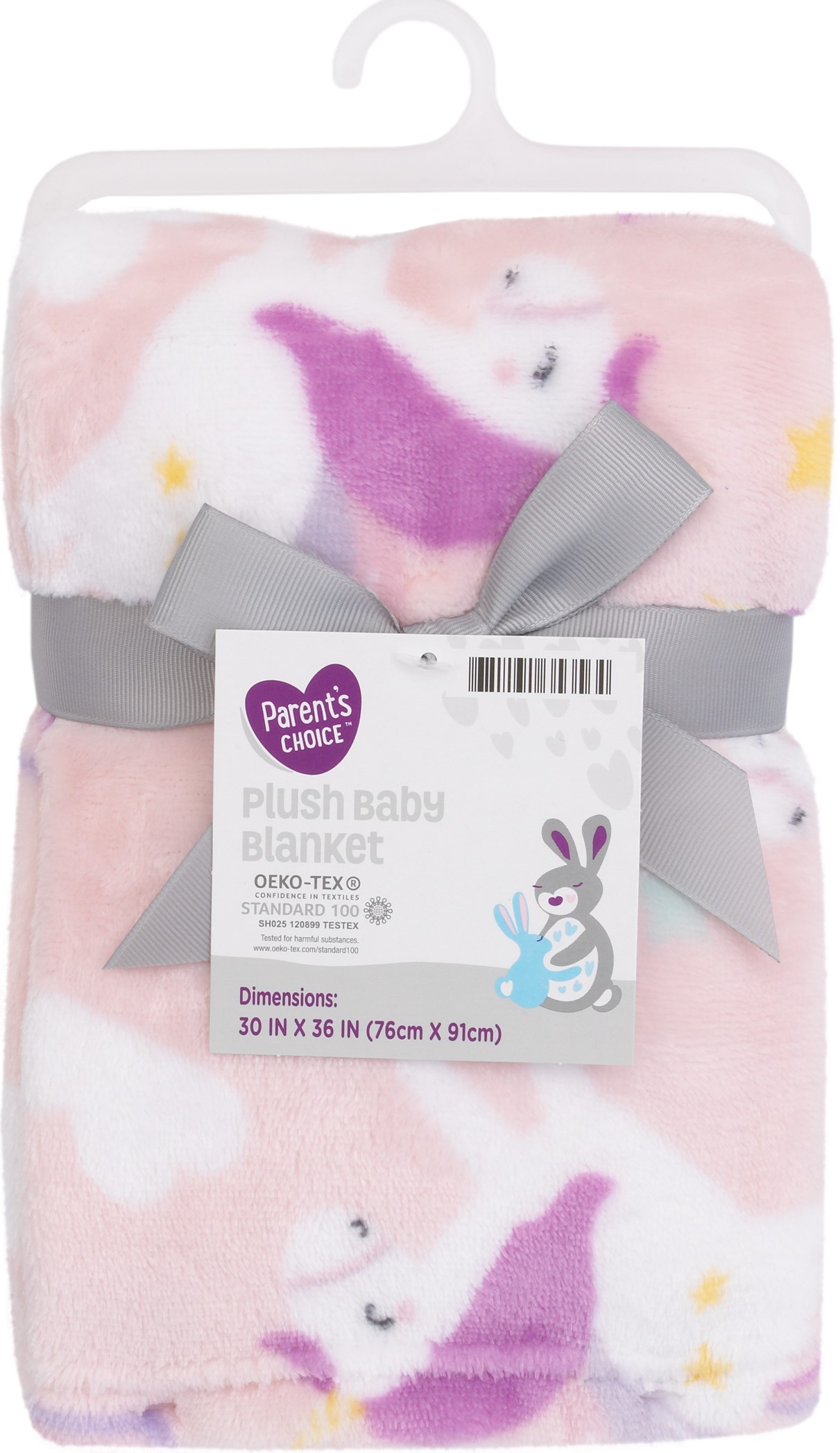 Parent's Choice Plush Baby Blanket, Pink Unicorn Print, 30x36 inches, Pink, White, Infant Girl - image 1 of 7