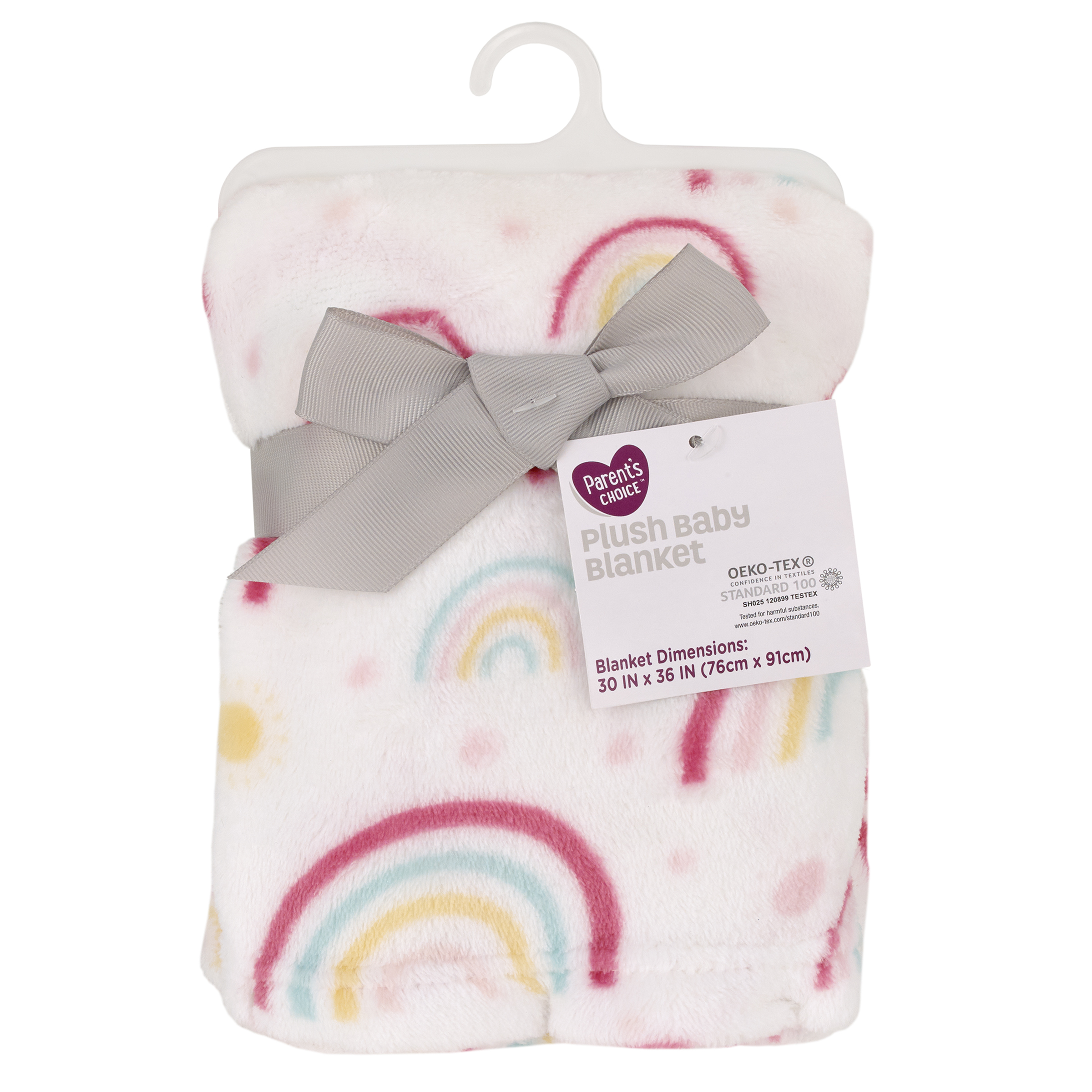 Parent's Choice Plush Baby Blanket, Rainbows, 30" x 36", Pink, Infant Girl - image 1 of 11