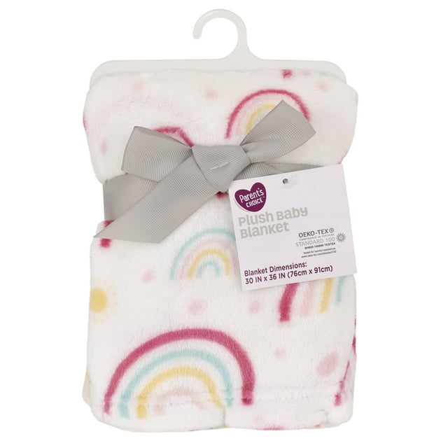 Parent's Choice Plush Baby Blanket, Rainbows, 30" x 36", Pink, Infant Girl