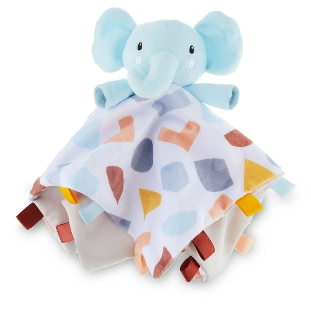 Parent's Choice Plush Blue Elephant Security Blanket with Satin Back