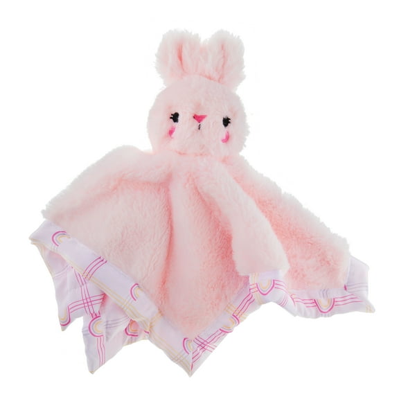 Parent's Choice Plush Pink Bunny Security Blanket with Satin Back, 12 x 12", Infant Girl