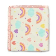Parents Choice Plush Reversible Rainbow Girls Polyester Baby Blanket, 30 in x 40 in