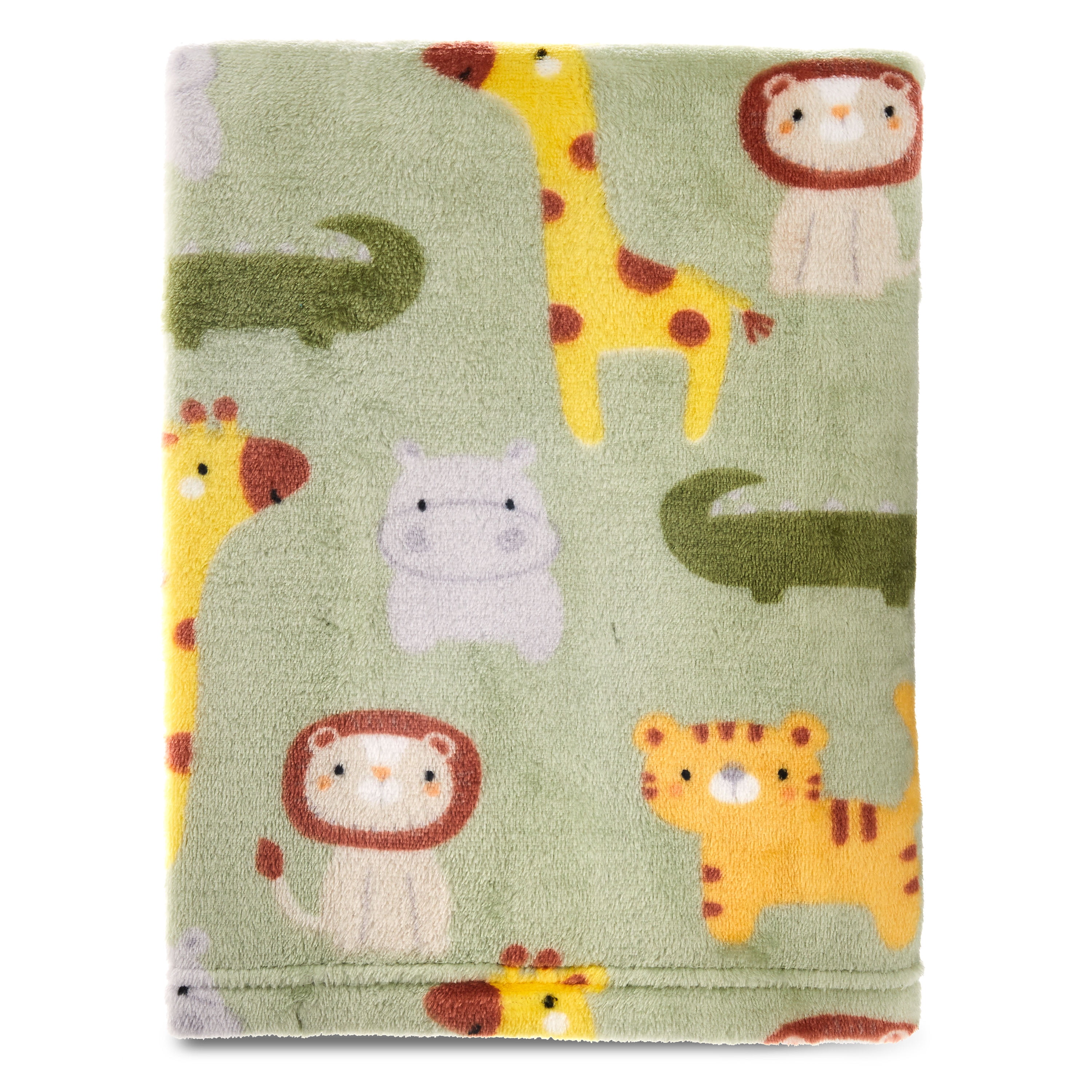 Parent's Choice Printed Jungle Green Super Soft Plush Baby Blanket, 30" x 36", Unisex Infant