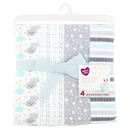 Parent's Choice Receiving Blankets, Clouds, 4 Pack