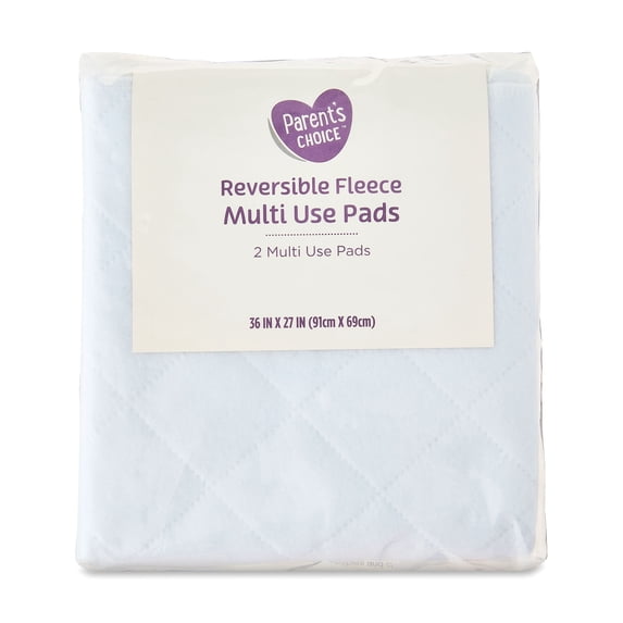 Parent's Choice Reversible Fleece Multi Use Pads, White, 36" x 27", 2 Pack