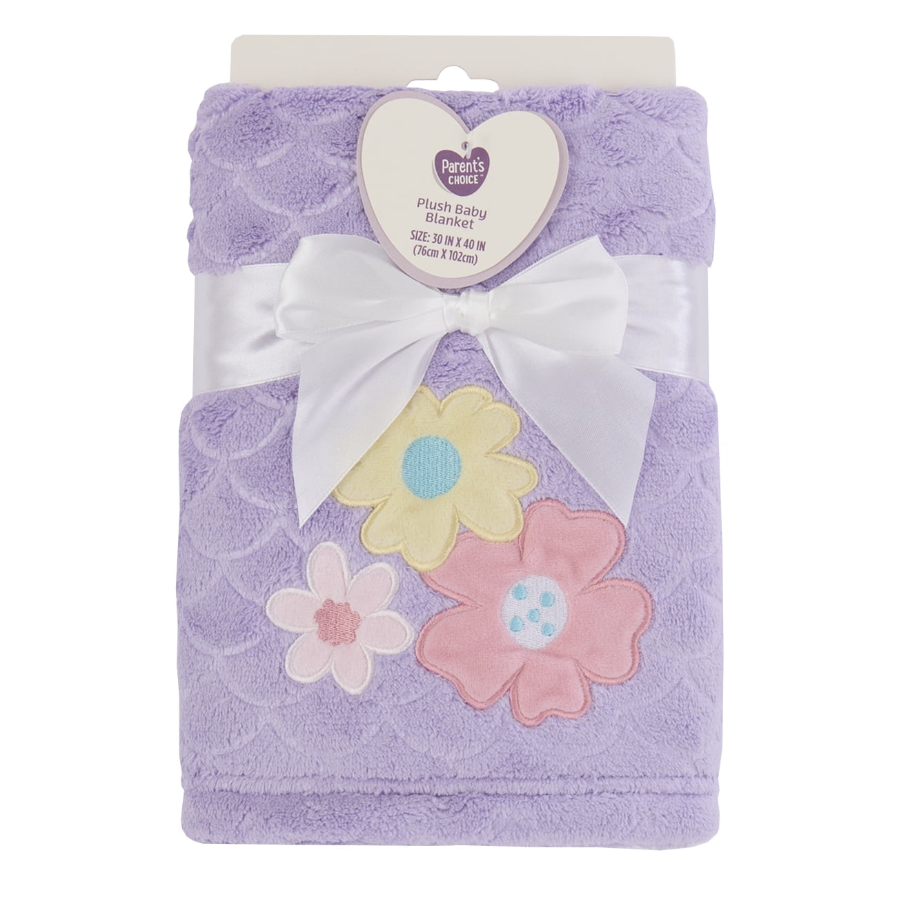 Parent's Choice Applique Floral Blanket, Lavender, 30"x40", Infant Girl