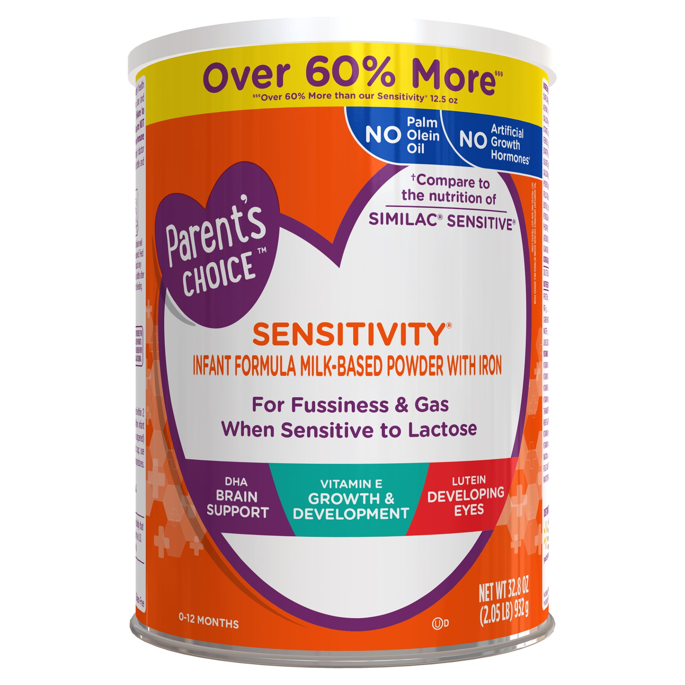 Parent's Choice Sensitivity Infant Formula Powder with Iron; for Fussiness and Gas, 32.8 oz Canister