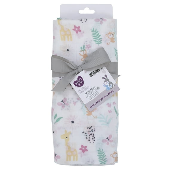 Parent's Choice Single Pack Muslin Swaddle Blanket Jungle Girl