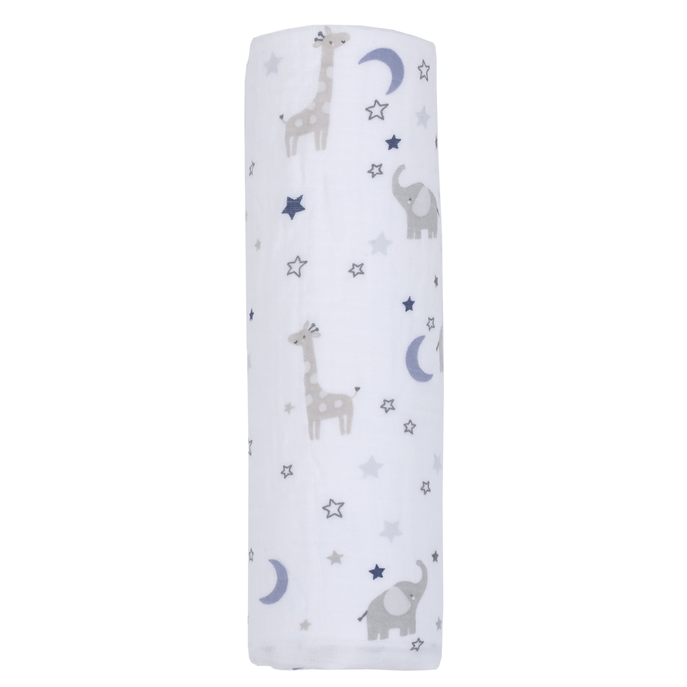 Parent's Choice Single Pack Muslin Swaddle Elephant Stars Blue