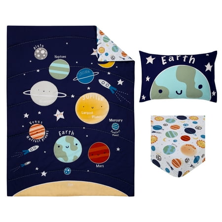 Parent's Choice Space Glow-In-Dark 3-Pc Toddler Bed Set, Comforter, Sheet, Pillowcase