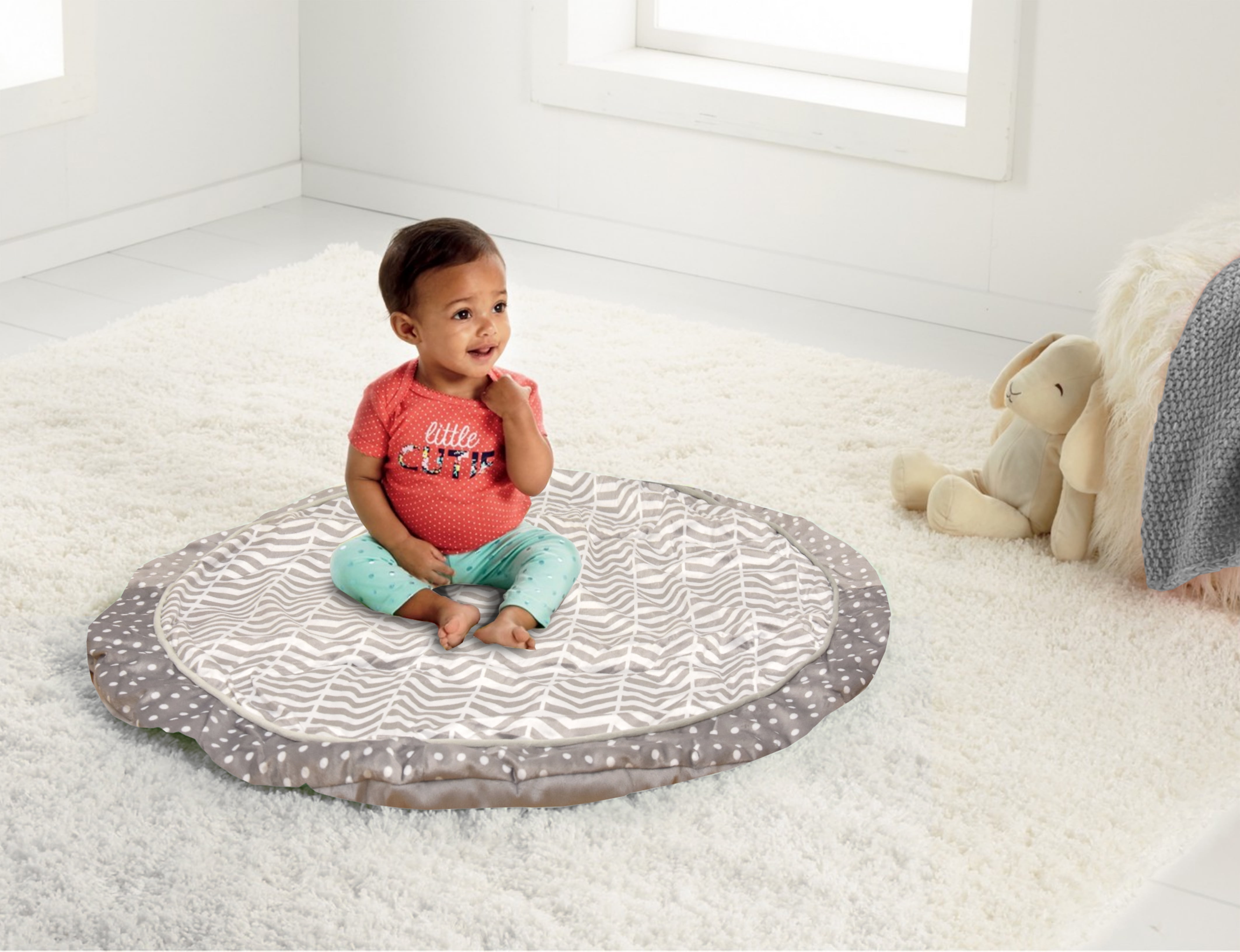 Parent's Choice Tummy Time Baby Nap Mat, Gray Chevron