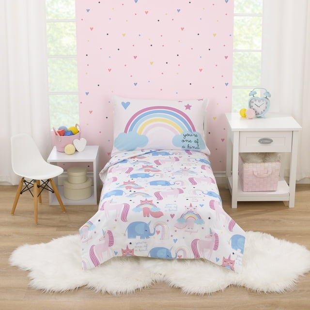 Parent's Choice Unicorn Party 3Pc Toddler Bed Set, Pink, Comforter