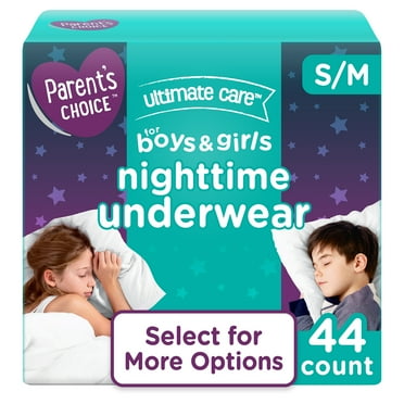 Parent's Choice Unisex Nighttime Bedwetting Underwear, Small-Medium, 44 Count (Select for More Options)