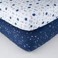 thumbnail image 1 of Parent's Choice White and Blue Cotton Fitted Crib Sheets, 2 Count, 1 of 3