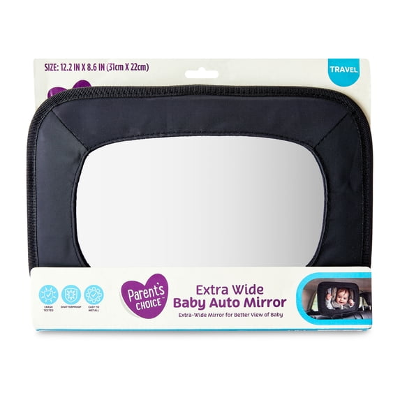 Parent's Choice's Wide View Baby Car Mirror, Crash-Tested, Black, Unisex