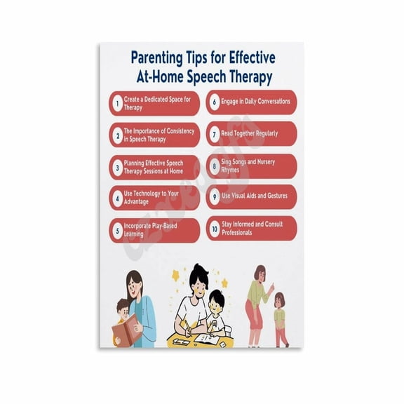 Parenting Tips for Effective At-Home Speech Therapy Poster Classroom Wall Art Canvas for Bedroom Living Room Decor