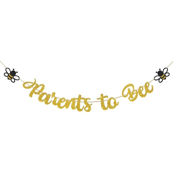 Parents to Bee Banner, Bee Theme Baby Shower Party Decoration,Pregnancy Announcement Mommy to Bee Daddy to Bee Welcome Baby Party Supplies,Gold Glitter