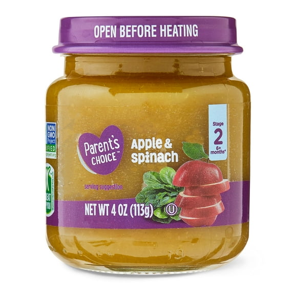 Parent's Choice Apple & Spinach Stage 2 Baby Food, 4 oz