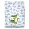 thumbnail image 1 of Parents Choice Appliqued Gator Soft Baby Blanket, Blue and White, Infant Boy, 1 of 11