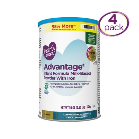 Parent's Choice Advantage Baby Formula Powder with Iron, 36oz, 4 Pack