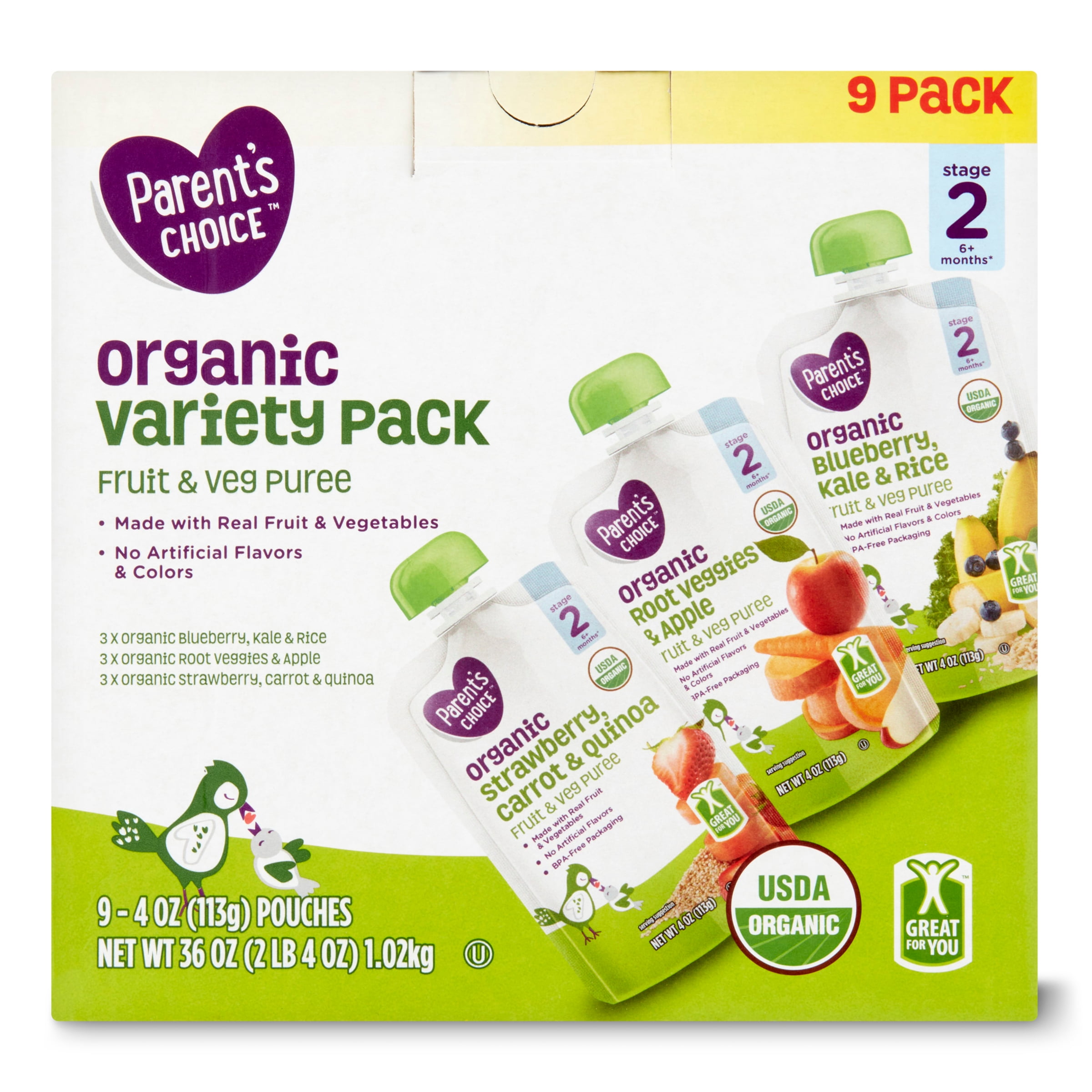 Parents Choice Organic Multi-Pack Pouch Puree 