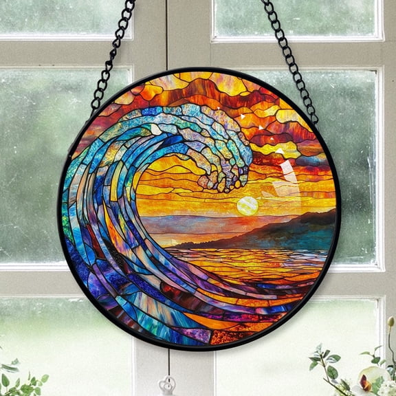 Parents Christmas Gift - Clouds Sea Waves Glossy Stained Glass Hanging Ornament - Classic Christmas Tree Decor, Xmas Gift for Mom, Dad, Family, Friends, Collectible 2025