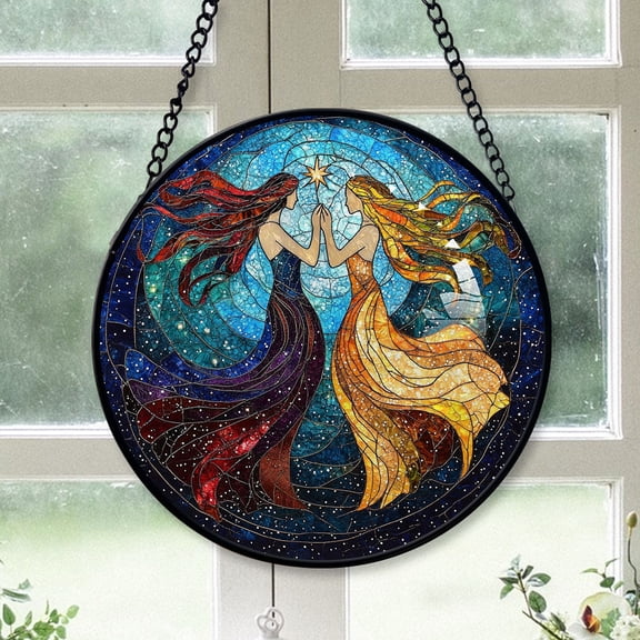 Parents Christmas Gift - Mosaic Music Note Xmas Stained Glass Hanging Ornament - Minimal Holiday Tree Decor, Christmas Gift for Mom, Dad, Friends