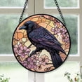 thumbnail image 1 of Parents Christmas Gift - Raven Botanical Painting Bird Xmas Stained Glass Hanging Ornament - Cozy Cabin Holiday Tree Decor, Christmas Gift for Mom, Dad, Friends, Family, 1 of 3