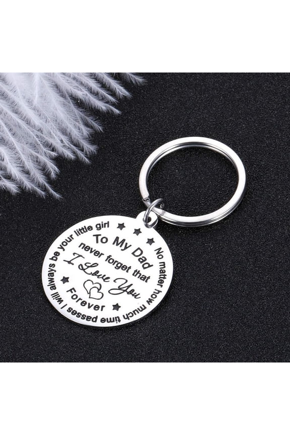 Personalized Engraved Keychain Polished Steel Key Ring Custom Laser Engraving Keepsake Present for Parents Day Gift