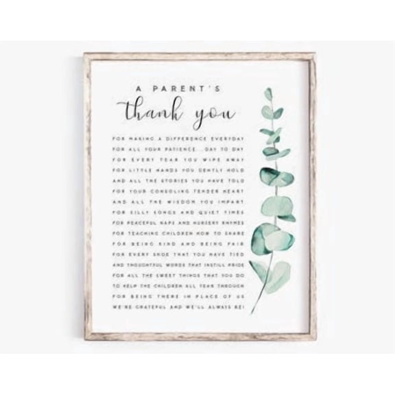 Parents Thank You Teacher Appreciation Poster, Poster Home Decor, Poster Only