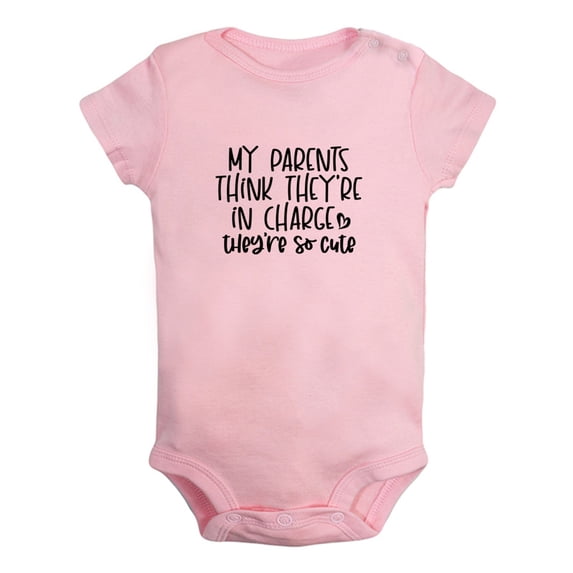 My Parents Think They're In Charge They Are So Cute Funny Rompers For Babies, Newborn Baby Unisex Bodysuits, Infant Jumpsuits, Toddler 0-12 Months Kids One-Piece Oufits (Pink, 0-6 Months)