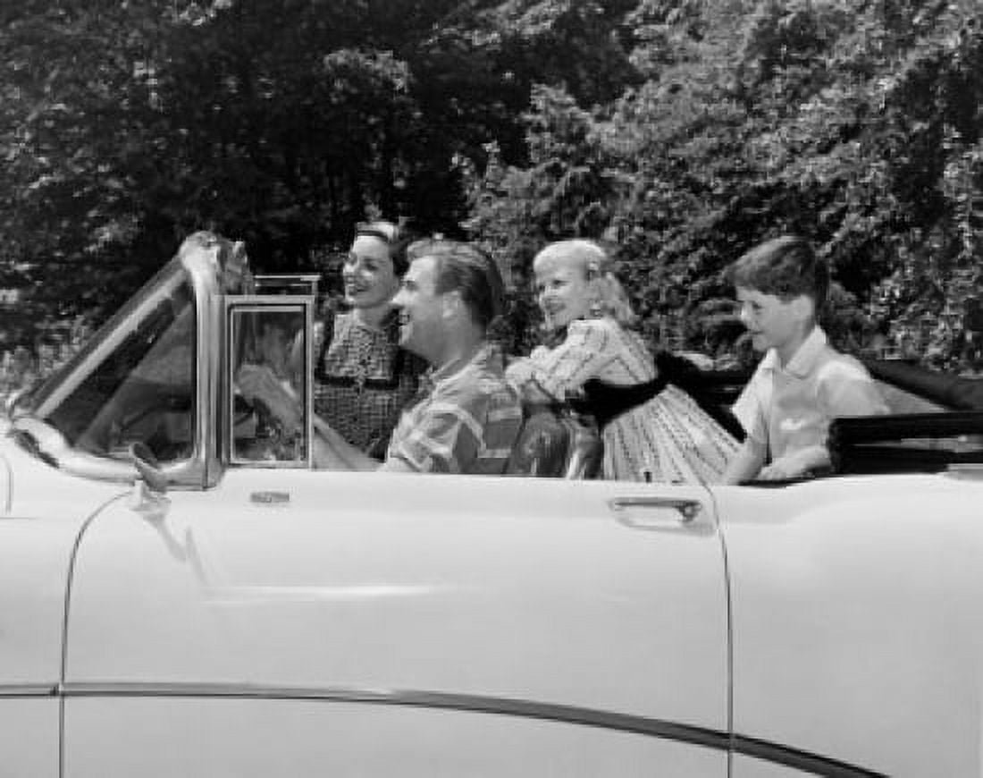Parents and their children traveling in a car Canvas Art - (18 x 24)