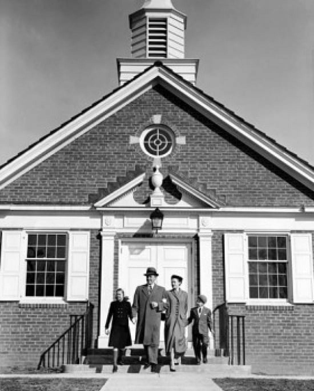 Parents and their children walking out of a church Canvas Art - (24 x 36)