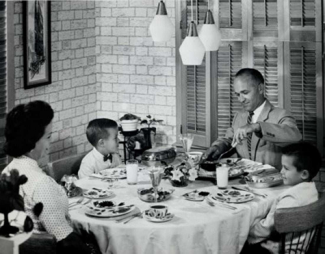 Parents eating with their children Canvas Art - (24 x 36)