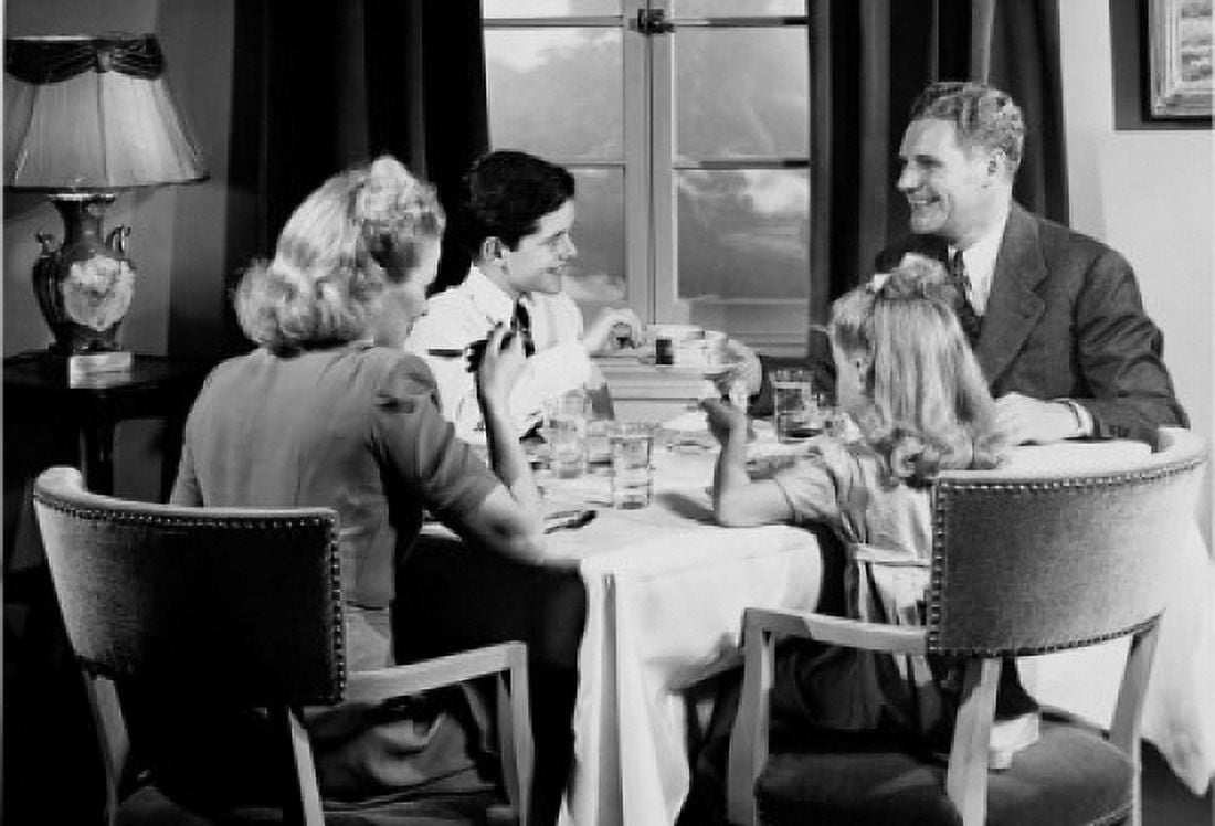 Parents eating with their children Canvas Art - (24 x 36)