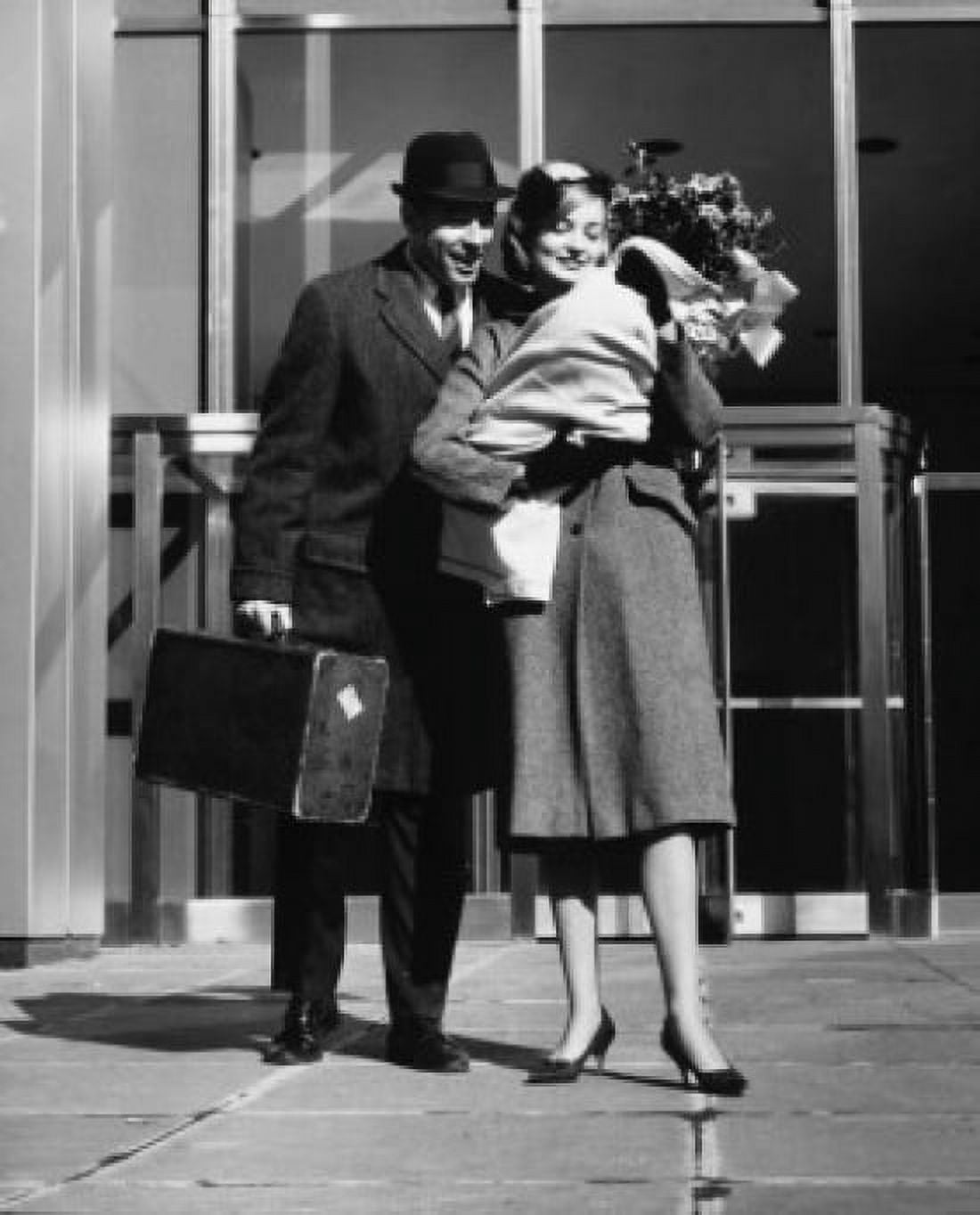Parents leaving the hospital with their newborn baby Canvas Art - (24 x 36)