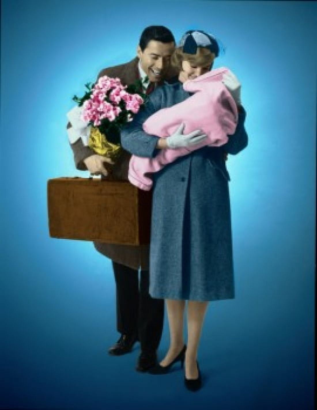 Parents standing with their newborn baby Canvas Art - (18 x 24)