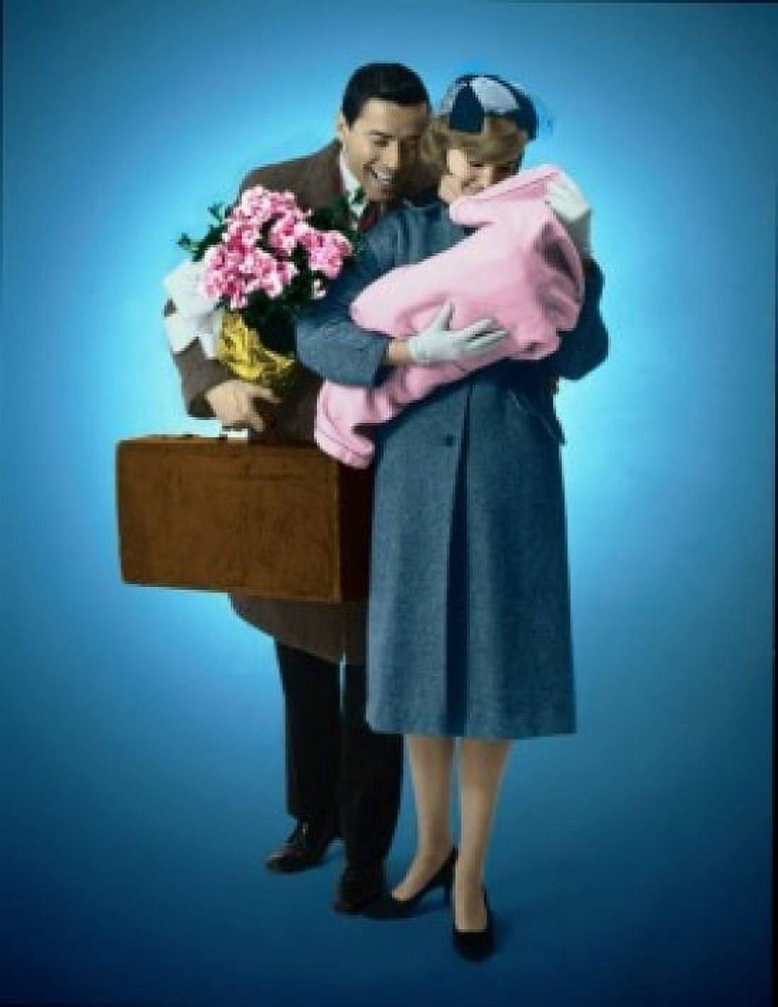 Parents standing with their newborn baby Canvas Art - (24 x 36)