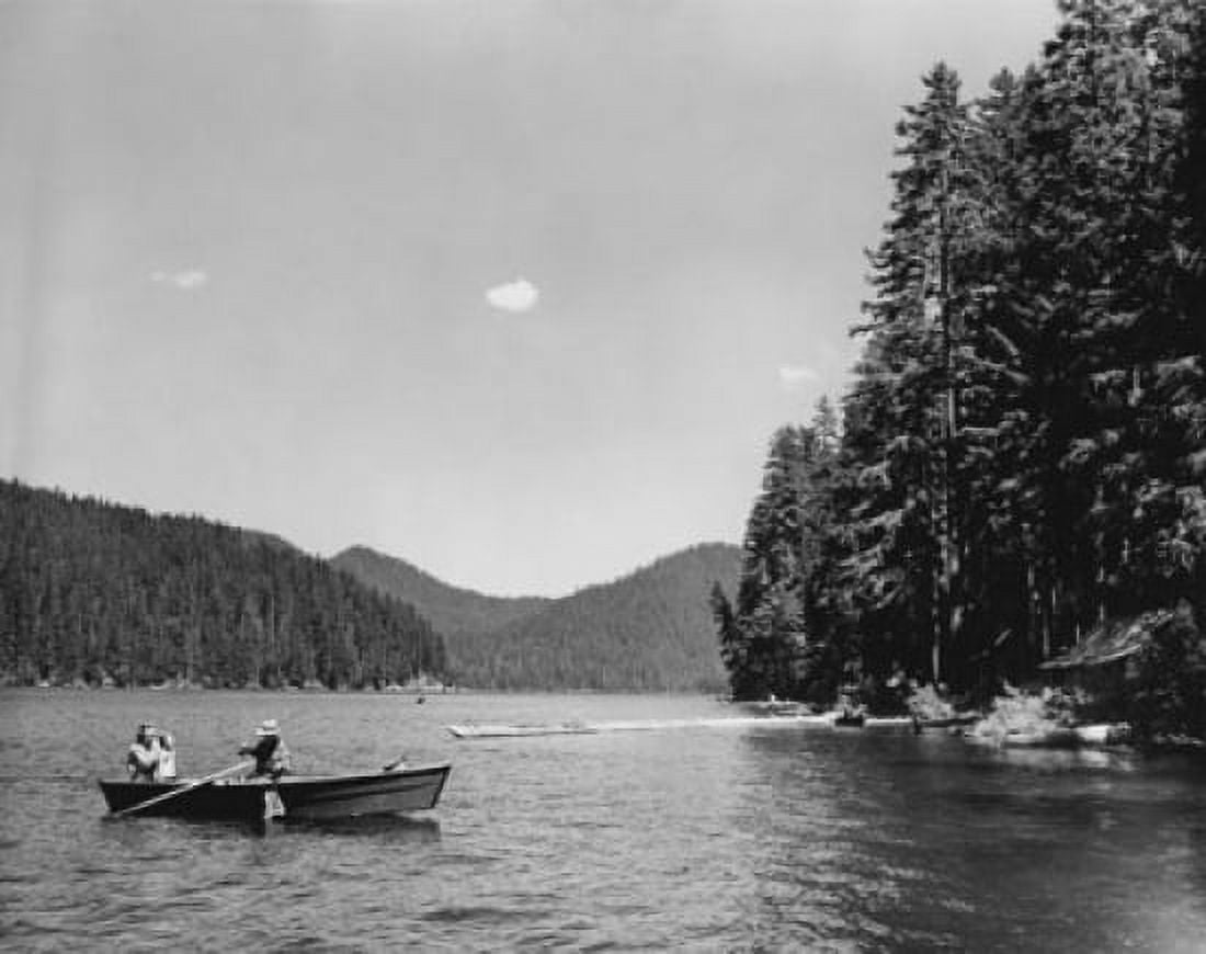 Parents with their child fishing in a lake Spirit Lake Washington USA Canvas Art - (18 x 24)
