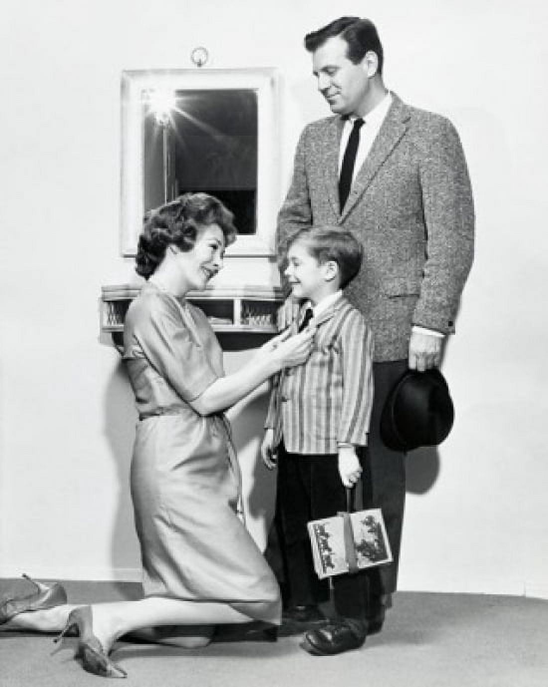 Parents with their son on his first day of school Canvas Art - (18 x 24)