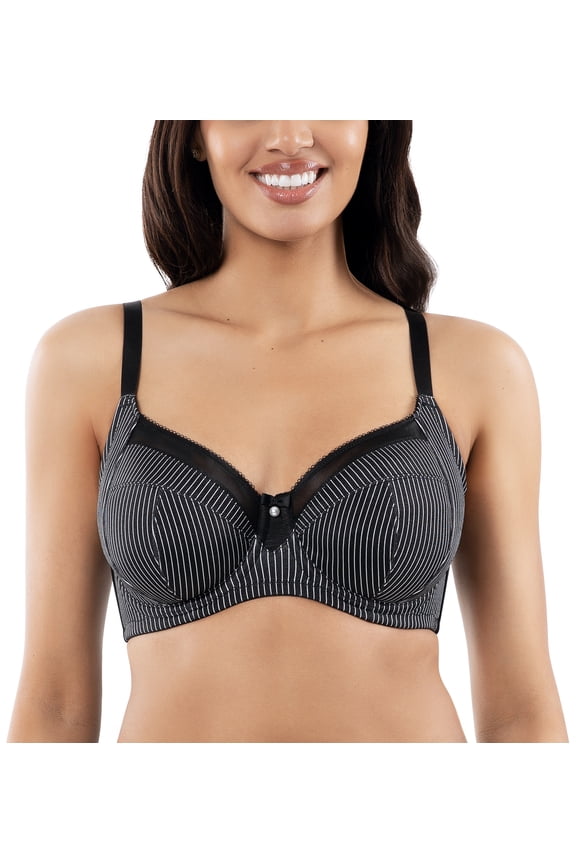 Adele Unlined Plunge Underwire Bra (P61321),32F,Black Stripe