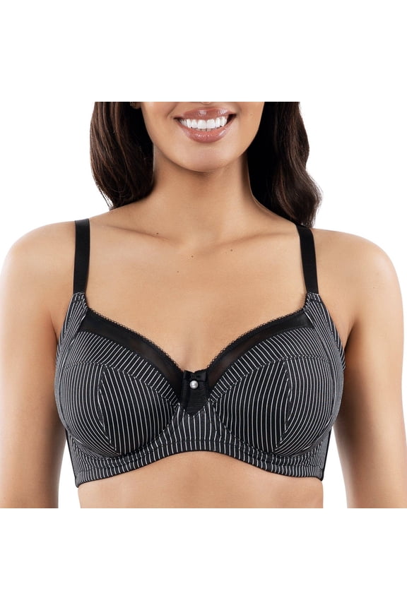 Adele Full Bust Padded Unlined Bra, Black Stripe, 30DD
