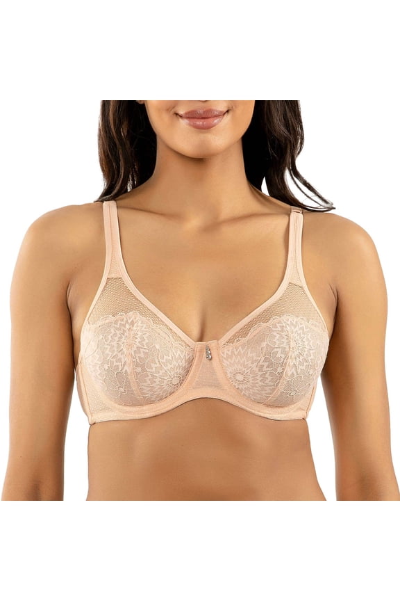 Luxlacy Full Bust Lace Padded Bra, Cameo Rose, 34J