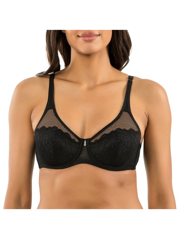 Luxlacy Full Bust Lace Padded Bra, Black, 36J
