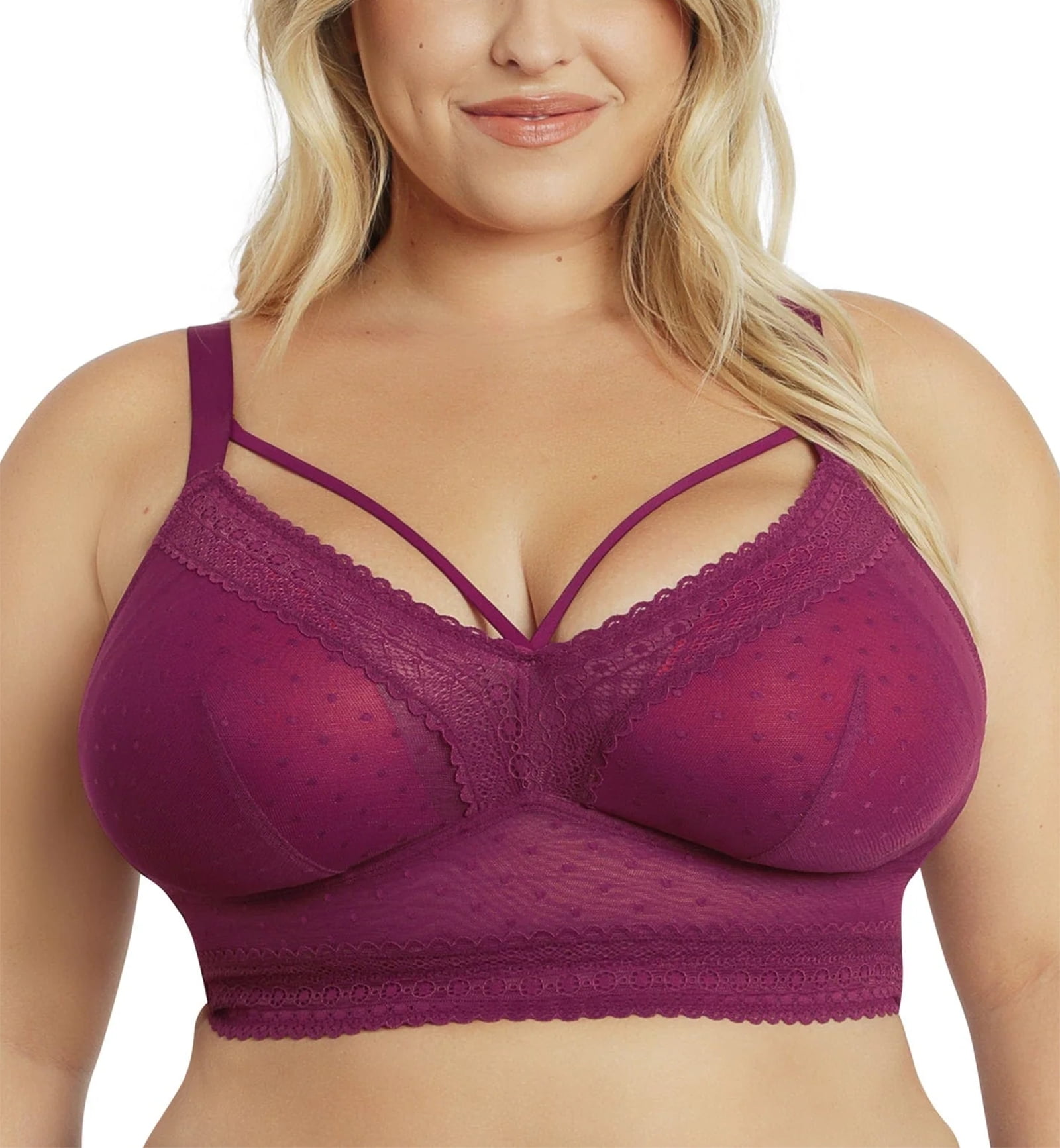 Parfait Mia Dot Wire-Free Padded Mesh Bralette (P6011),40E