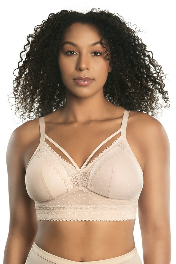 Mia Dot Wire-Free Padded Mesh Bralette (P6011),42DD,Cameo Rose